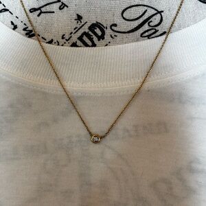 Stella & Dot Gold Necklace with Crystal Pendant
